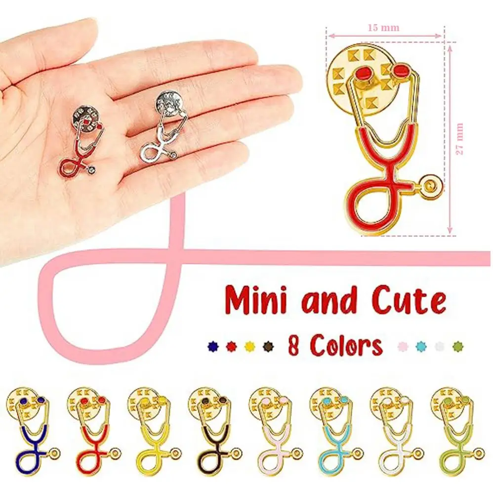 Wholesale metal gift stethoscope lapel pin badge doctor nurse enamel brooch pins