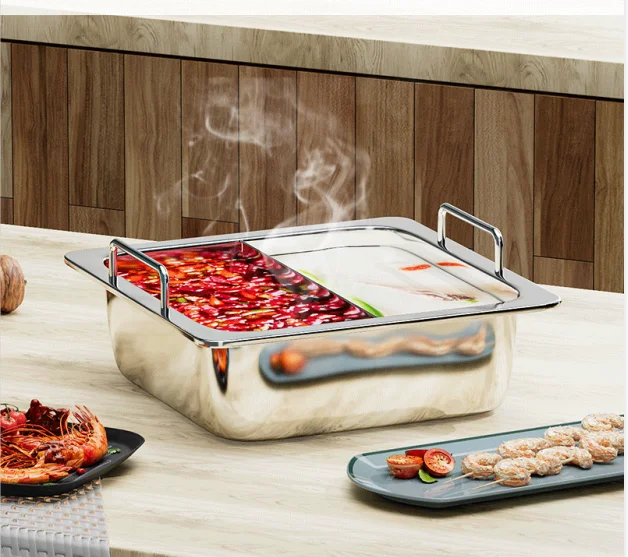 Individual Hot Pot Restaurant With Divider Cooker Stainless Steel Casserole Set