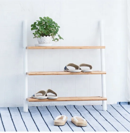 Factory Outlet bamboo shoe rack By the wall/ A shelf against a wall/2-tier utility bamboo shoe rack