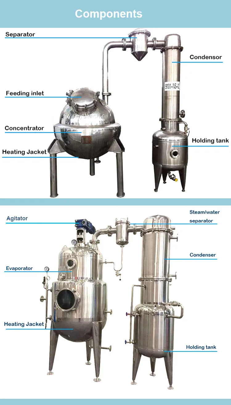 single effect fruit juice vacuum  concentration evaporation machine/single effect evaporator