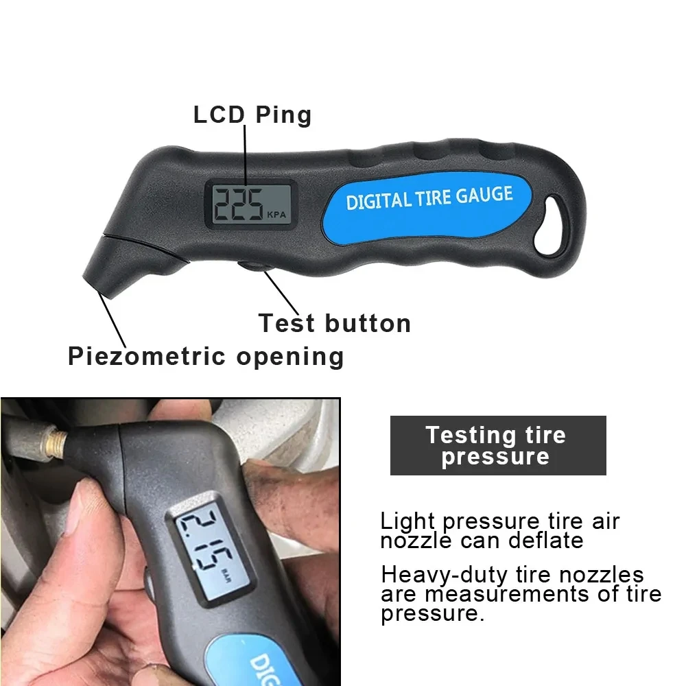 Digital Car Tire Tyre Air Pressure Gauge Meter LCD Display Manometer Barometers Tester for Car Truck Motorcycle Bike Gauge