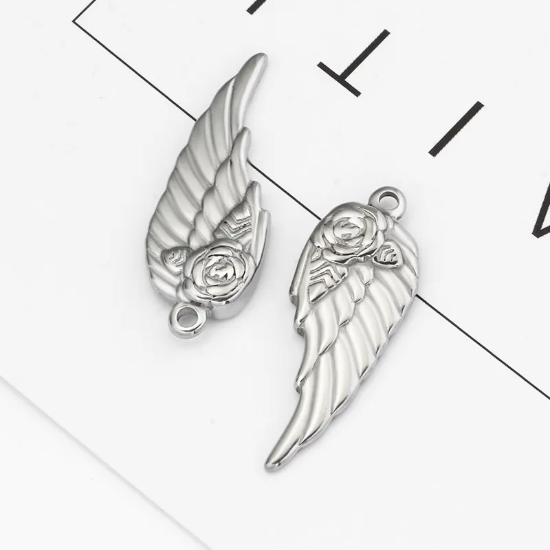 Fine Stainless Steel Jewellery Silver Gold Plated DIY Angel Wings Pendant Charm Couple Gift for Necklace Jewelry Making
