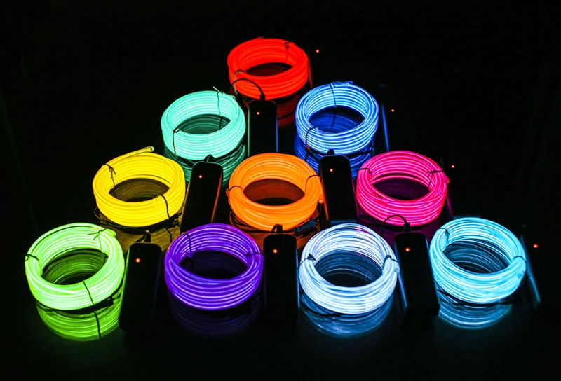 2.3mm 1 Meter EL Wire DIY Kit Factory Direct Price Wholesale Rush Delivery LED Light Neon Rope Craft Strip AA Battery Case
