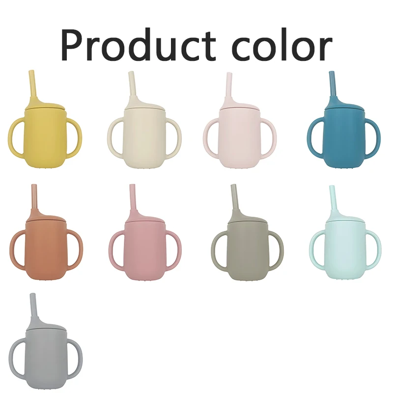 Безопасная для мытья в посудомоечной машине небьющаяся детская тренировочная силиконовая чашка питья с соломинкой и ручкой