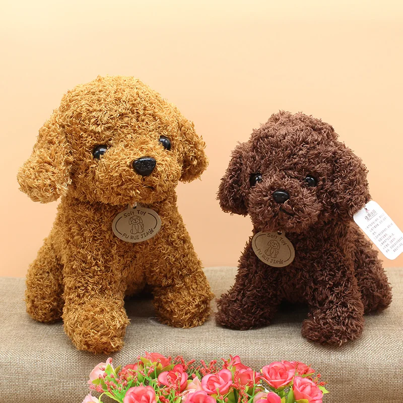 Cute Simulation Puppy Curly Teddy Dog Pet Anime Dolls Soft Stuffed Plush Toys for Children Kids Decor Collection Brinquedos
