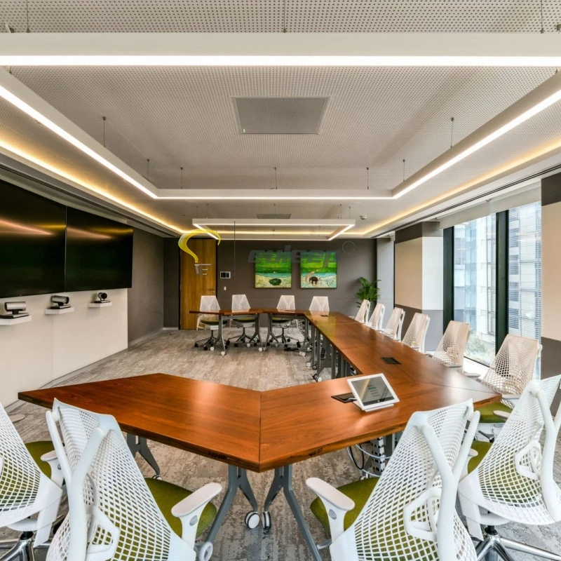 2h emergency battery dimming 4000k rectangular led shape lights 4feet 50w shapes linear light for company lounge ceiling light