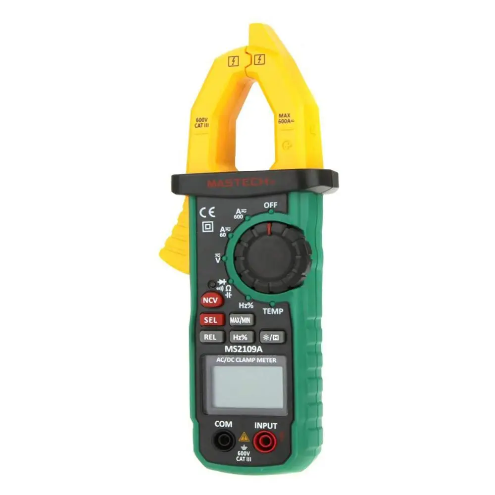 Mastech MS2109A цифровой зажим постоянного и переменного тока с истинным среднеквадратичным значением, 600 А, тестер бесконтактного индикатора напряжения на радиоуправлении
