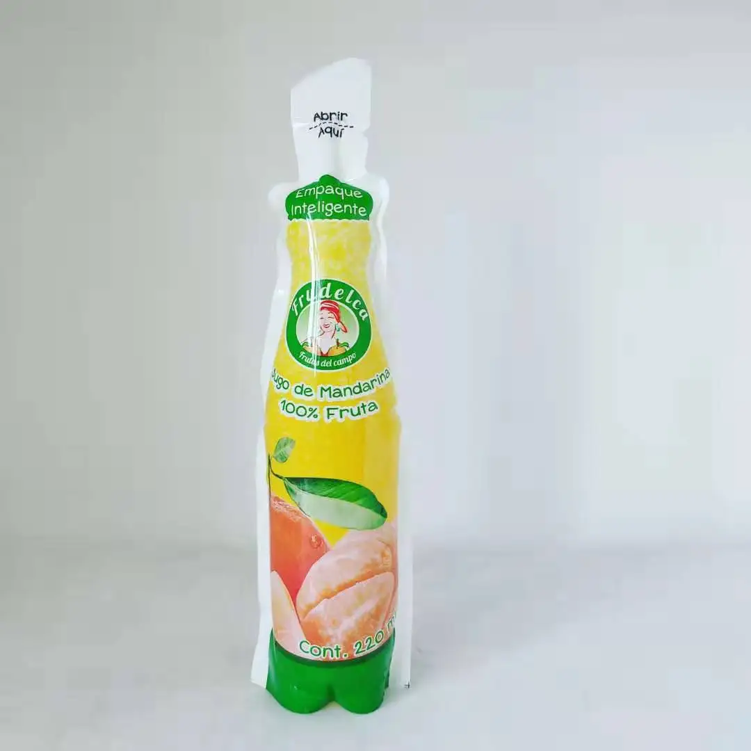 
laminated bags disposable bottle shape juice packing pouches for juice or water packing 