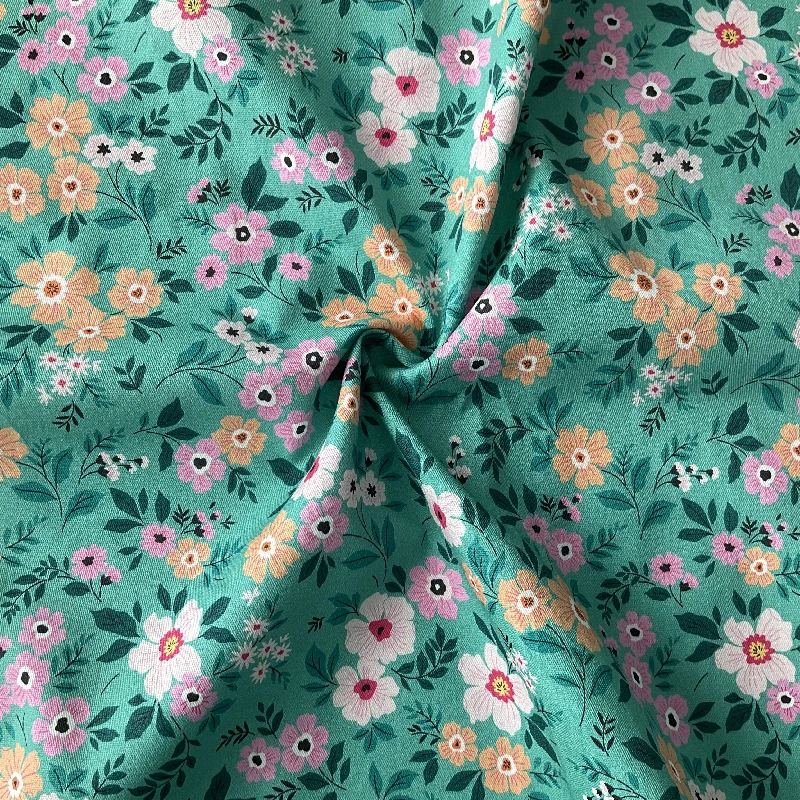 Floral Digital Printed Stretch Combed Cotton Fabric Custom Twill Cotton Woven Fabric