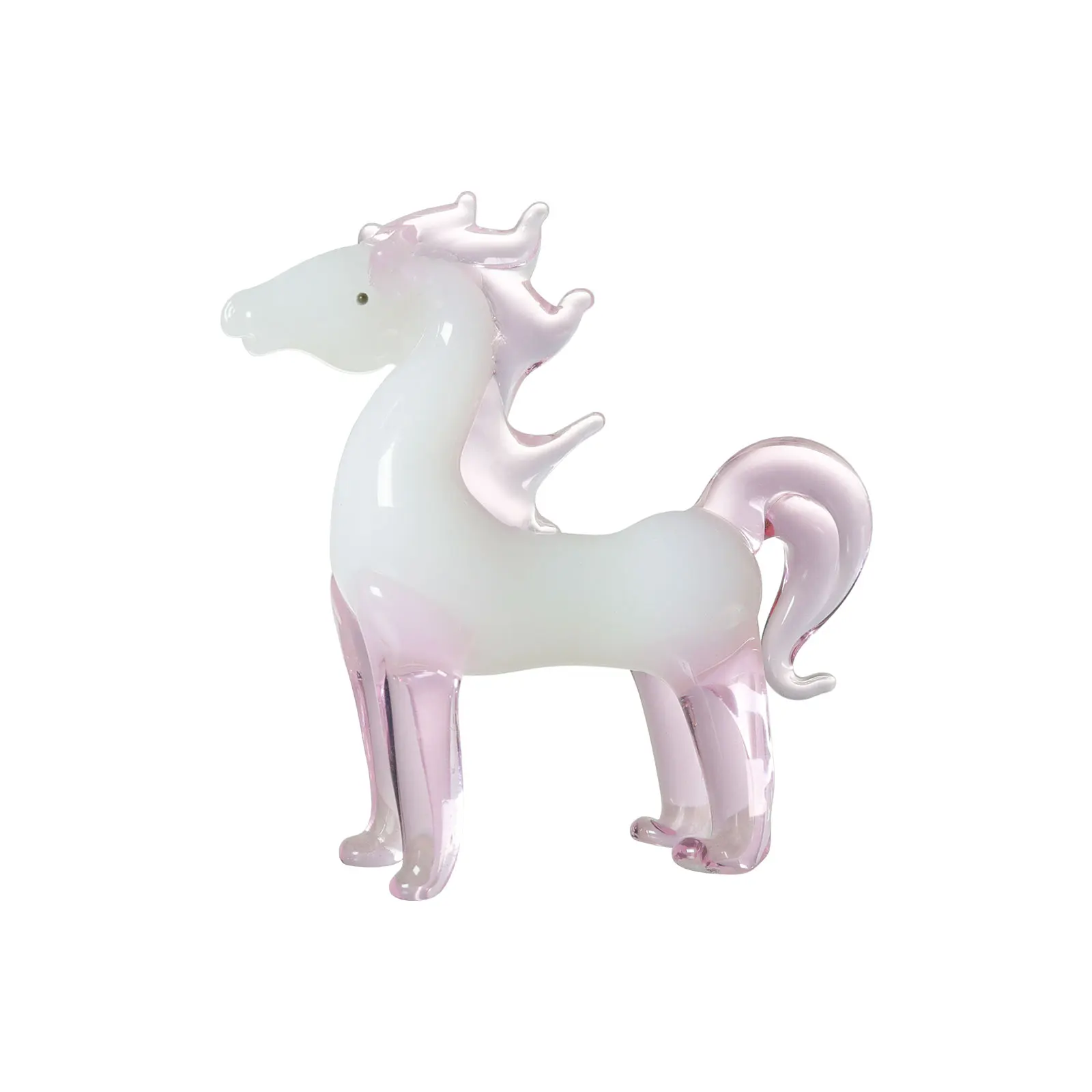 Pink Glass Crystal Horse Animal Figurines 2PCS  Set Miniature Paperweight  Gift Home Decoration