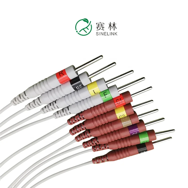 DIN 3.0 mm pin  Compatible One Piece Series EKG  Cable with 12 lead ecg cable