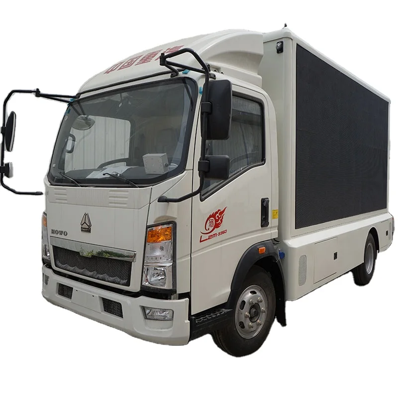 HOWO 4x2 3 Sides High Definition Mobile Louderspeaker LED Advertising Truck Led Screen Truck Manufacturer