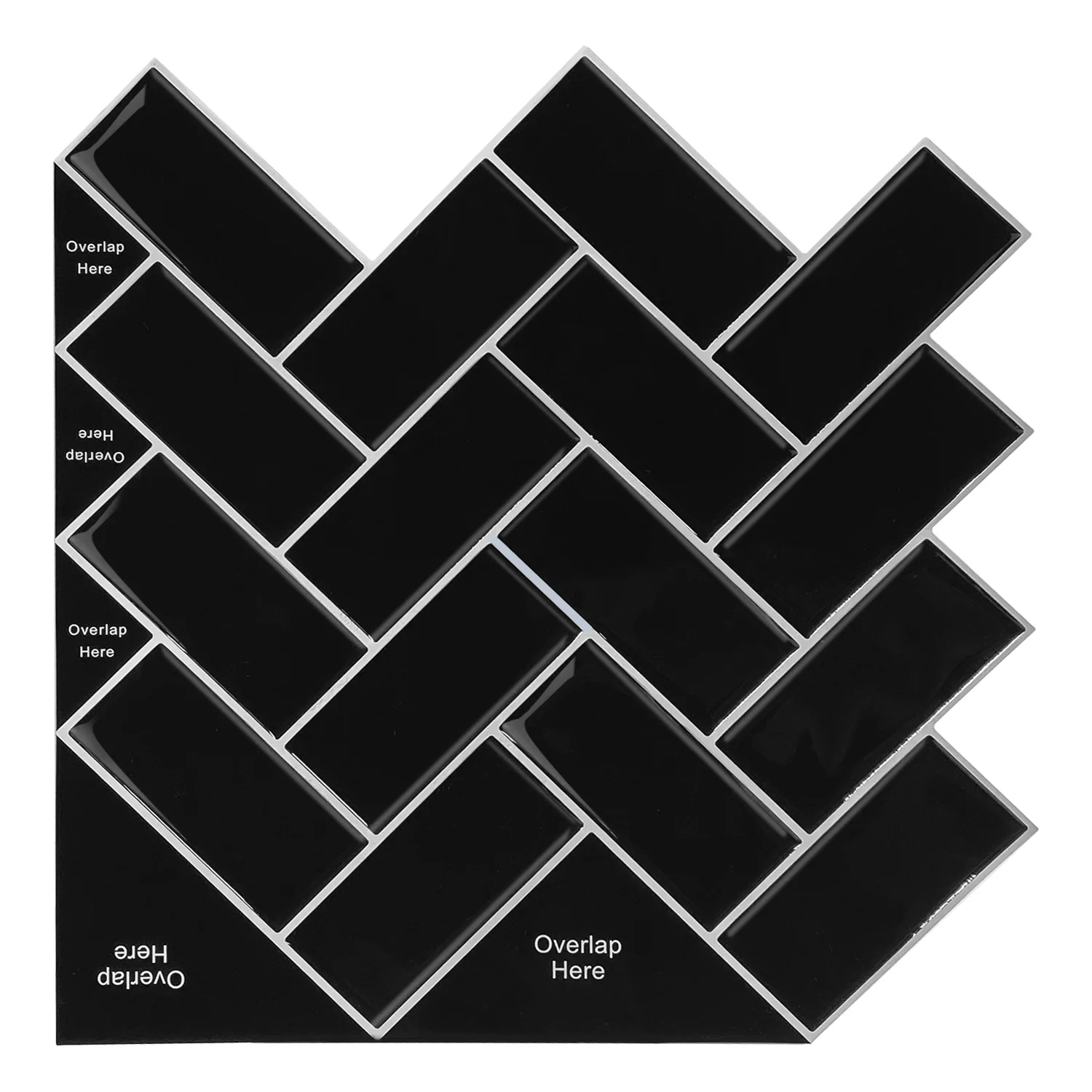 Peel and Stick Tile for Kitchen Backsplash, Black Herringbone Vinyl Wall Tile