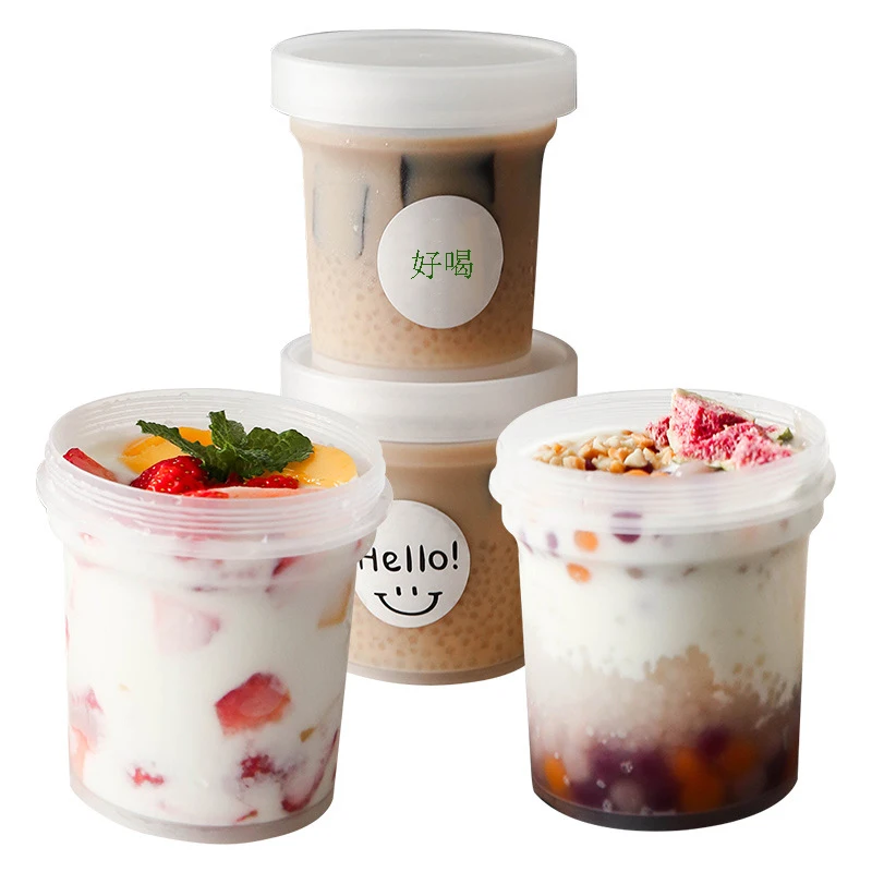 Plastic jar Food grade high temperature resistant food PP jar 160ml 200ml 600ml custard ice cream cake toot jar