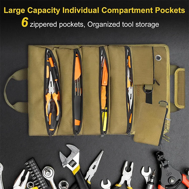 New Design Multi Pockets Tool Organizer Electrician Roll Up Tool Bags for Men