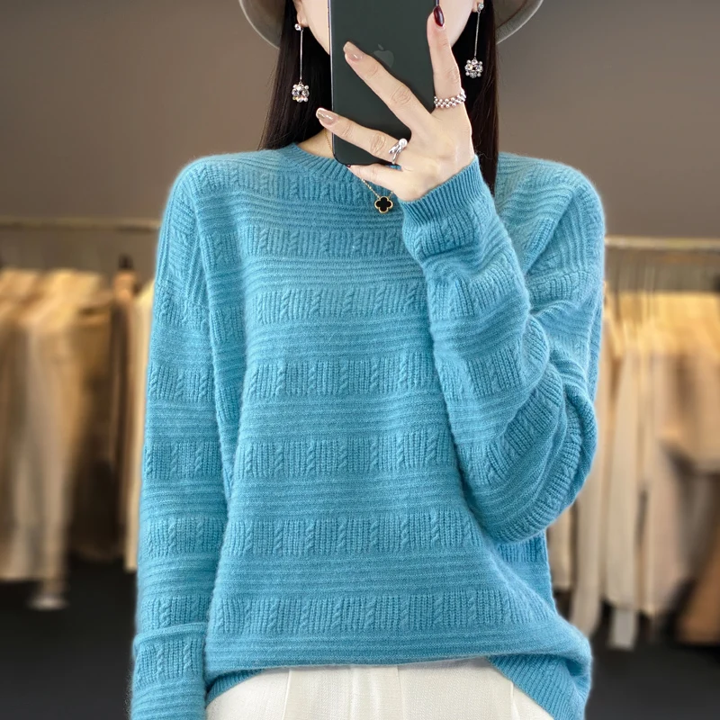 New Mongolian Erdos Real Cashmere Sweater 100% Cashmere Knitted Pullover Fashion Cashmere Crew Neck Sweater