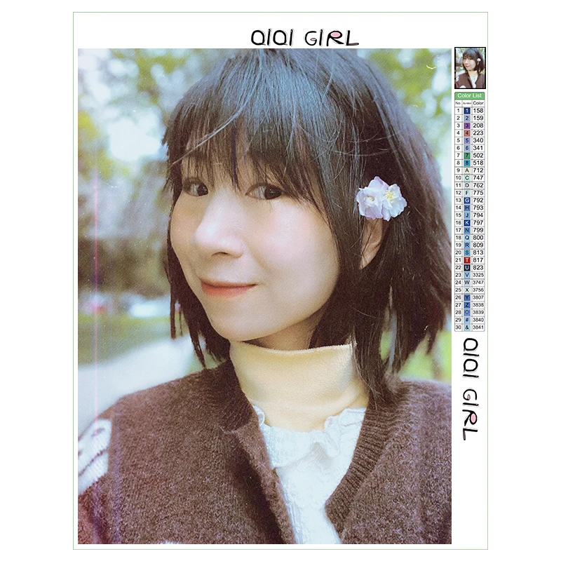 
QIQI GIRL photo customization 40x50 full diamond painting square/round flower animal character animation art mosaic 