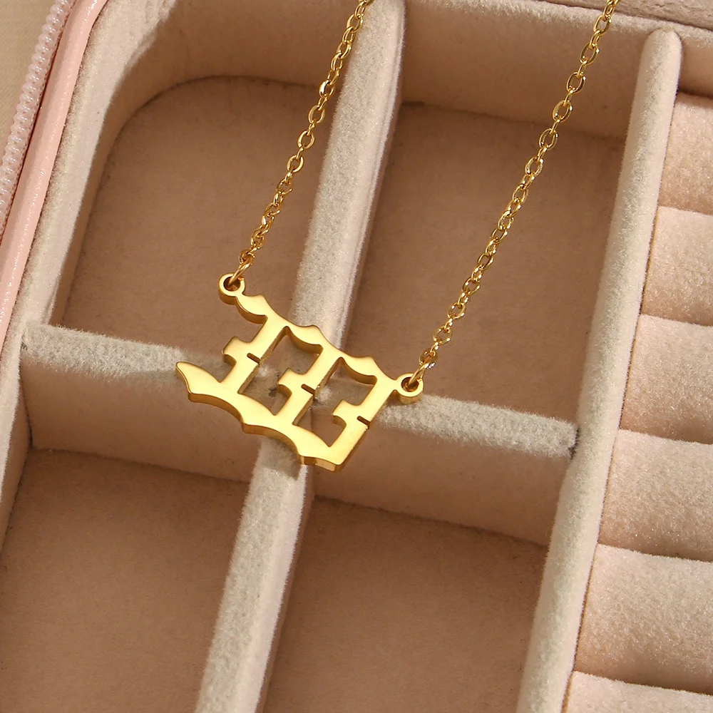 Trendy Angel Number Necklace 111 To 999 Gold Plated Stainless Steel Pendant Necklace Fashion Jewelry