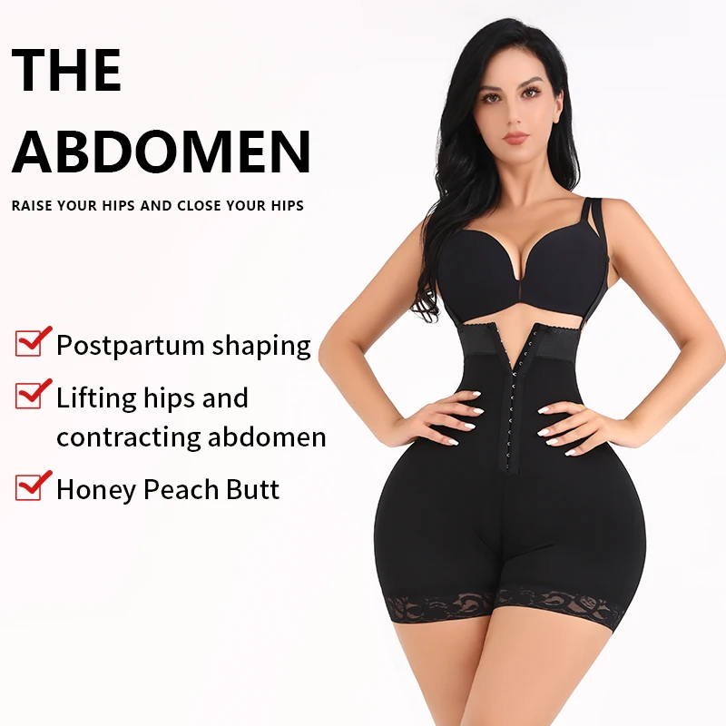 2024 Breasted, Butt Exposed ShapeWear Lace Hem Tights Detachable Suspenders Plus size Corset