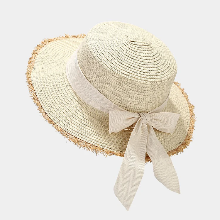 manufacture made women female moisture wicking quick dry wide brim paper straw hat large brim usa unisex bow tie ribbon head cap
