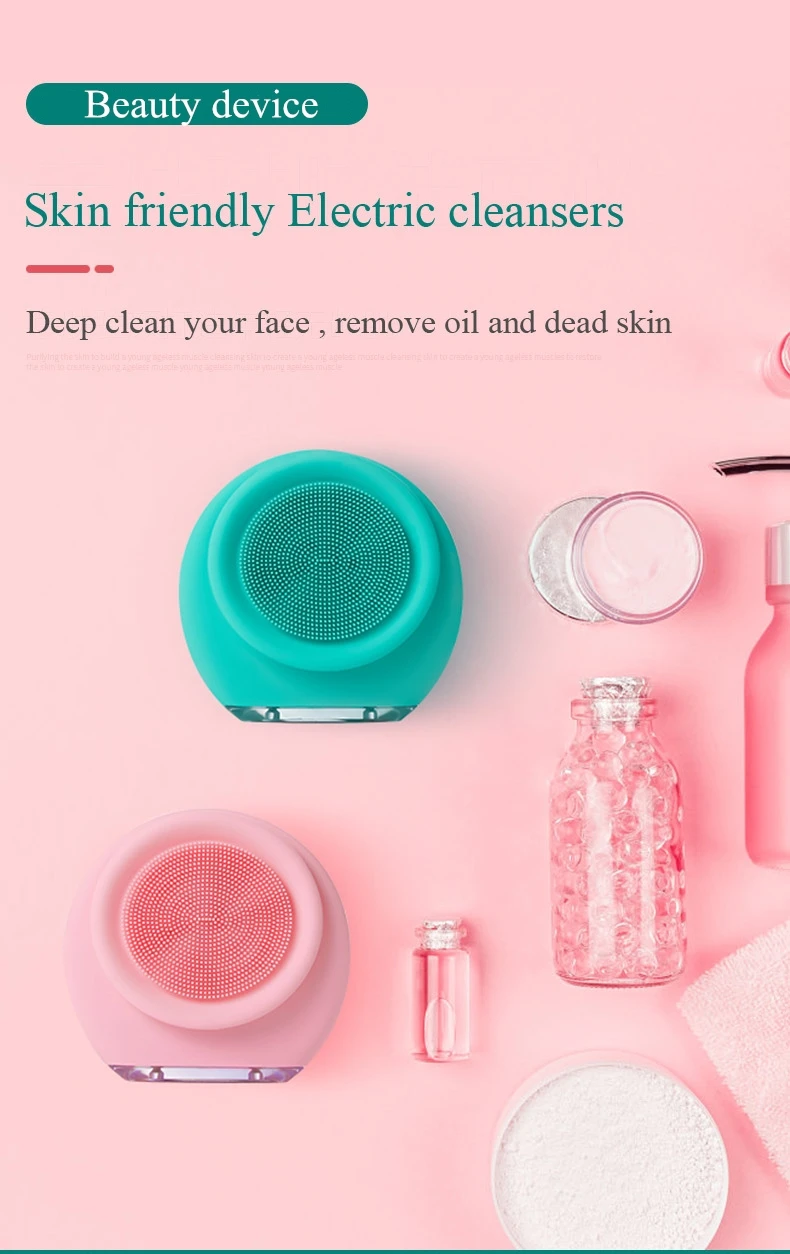 Facial Tool Waterproof Ipx7 Rechargeable Deep Cleaning Face Scrubber Silicone Facial Cleansing Brush