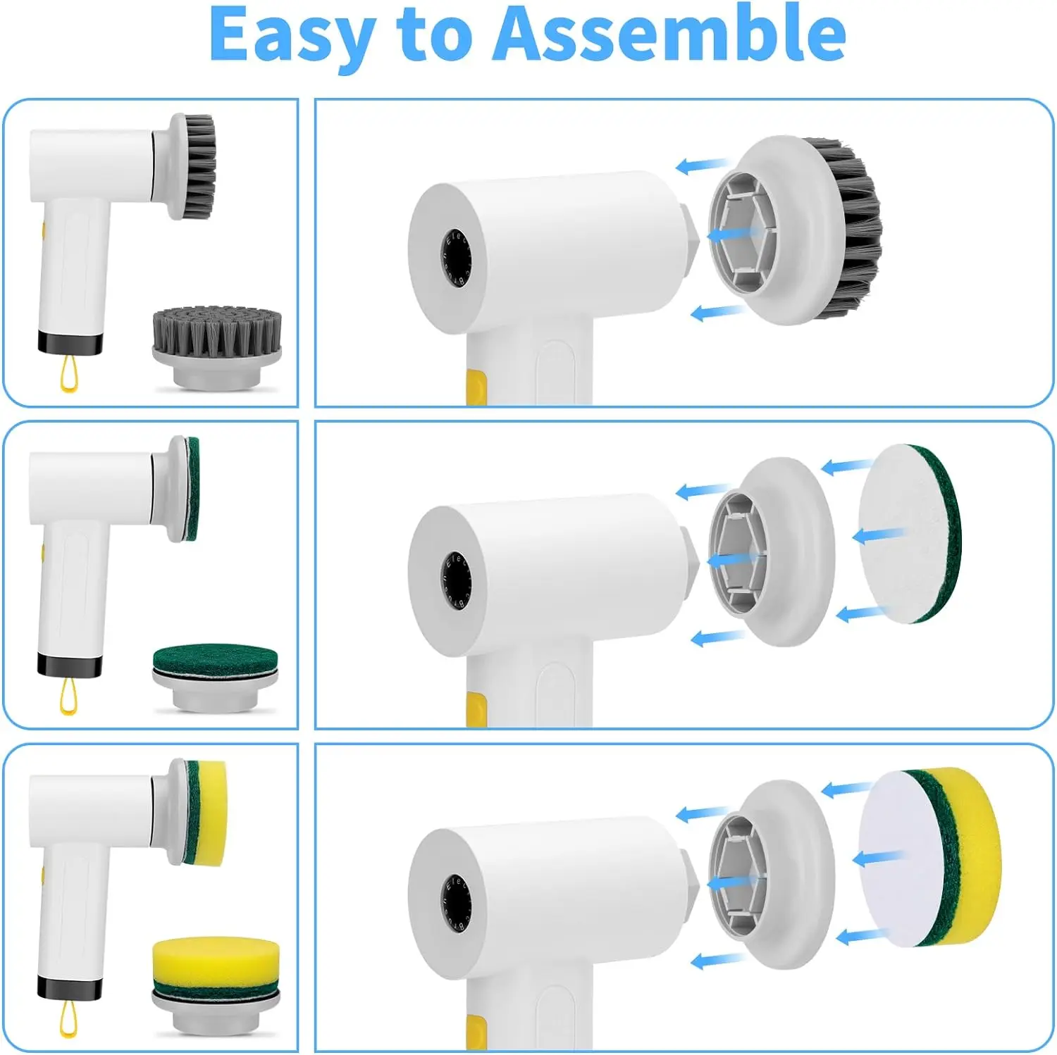 4 in 1 Kitchen Dishwashing Brush Sink Cleaner Bathroom Bathtub Clean Brush Spin Scrubber Wireless Electric Cleaning Brush