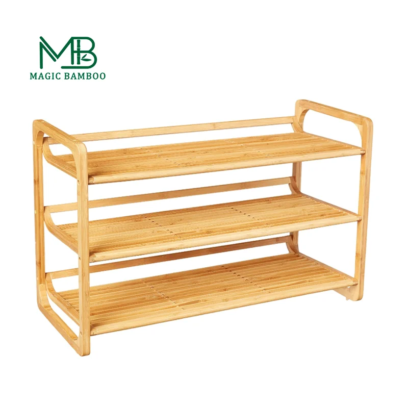 Simple Household Economic Shelf Dormitory Door Storage Three layer Bamboo Shoe Rack (1600303713178)