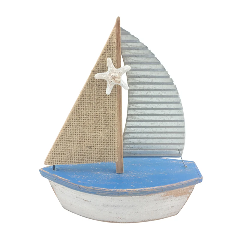 Home Decor Custom Wood Boat Craft Table Ornament Wood Home Decor Wooden Attached Resin Star