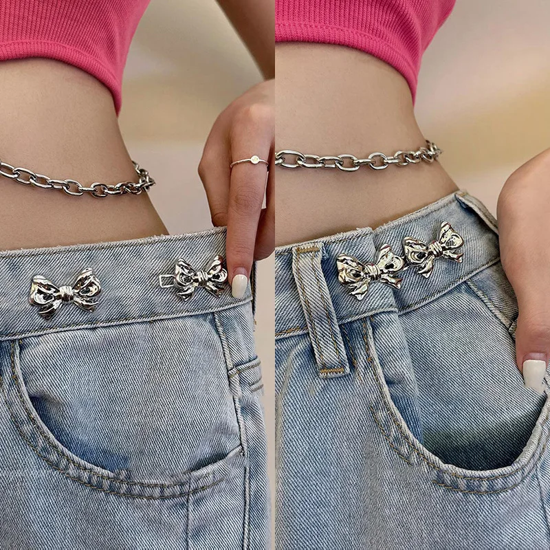 Custom Waist Cute Fancy Belt Buckle Sublimation Removable Instant Jeans Pin Buttons Adjustable Bowknot Buttons For Pants