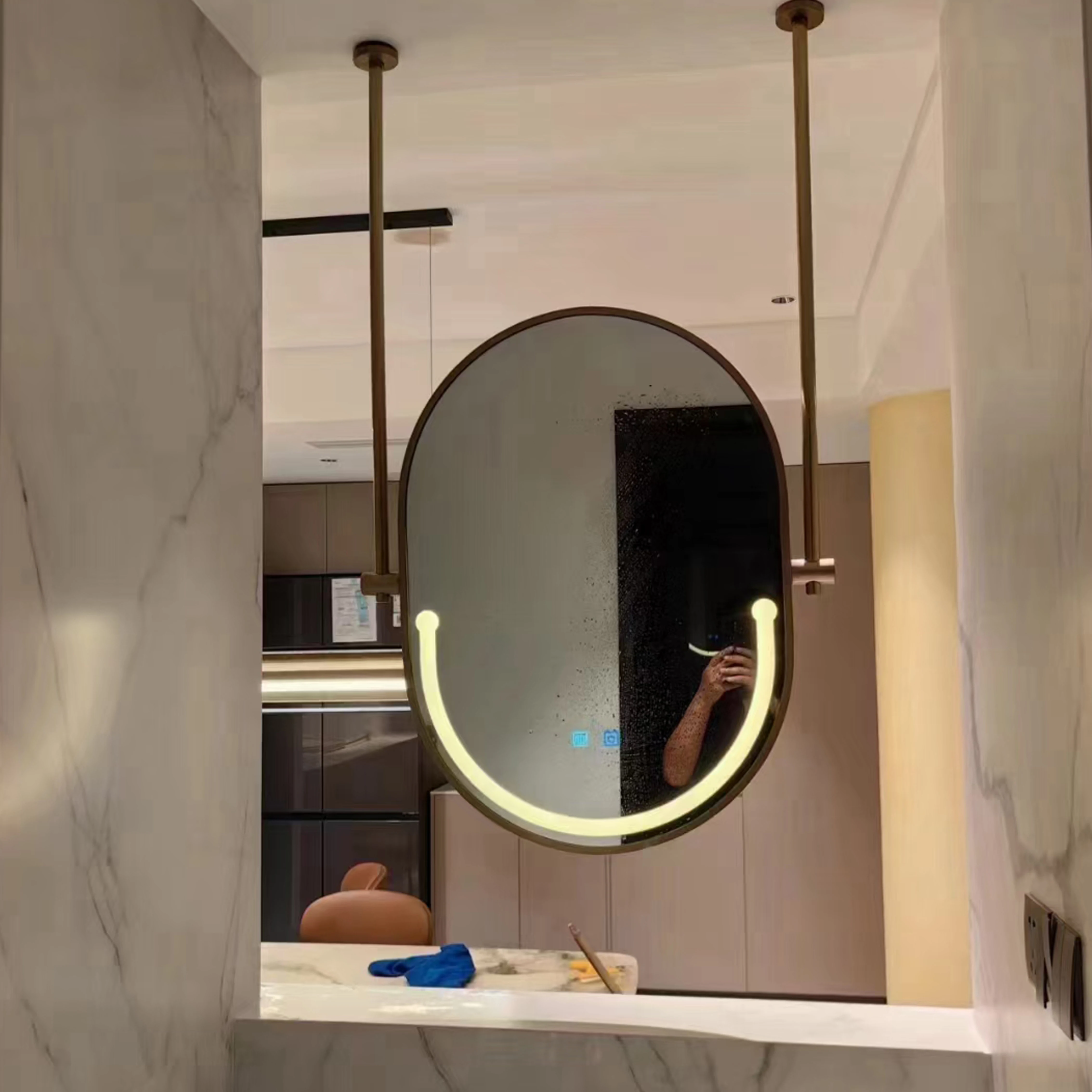 Eco-friendly Bathroom Mirror Led Light Flexible Printer Drawers Dresser Dressing Arch Gold Touch Lights Wall Bathroom Mirror
