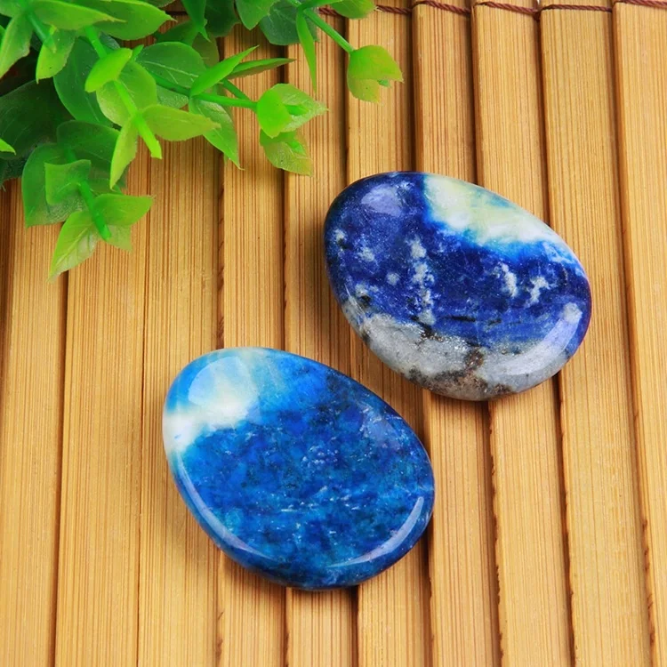 Wholesale Natural Lapis Lazuli Worry Stone Oval Plam Release for Relaxing