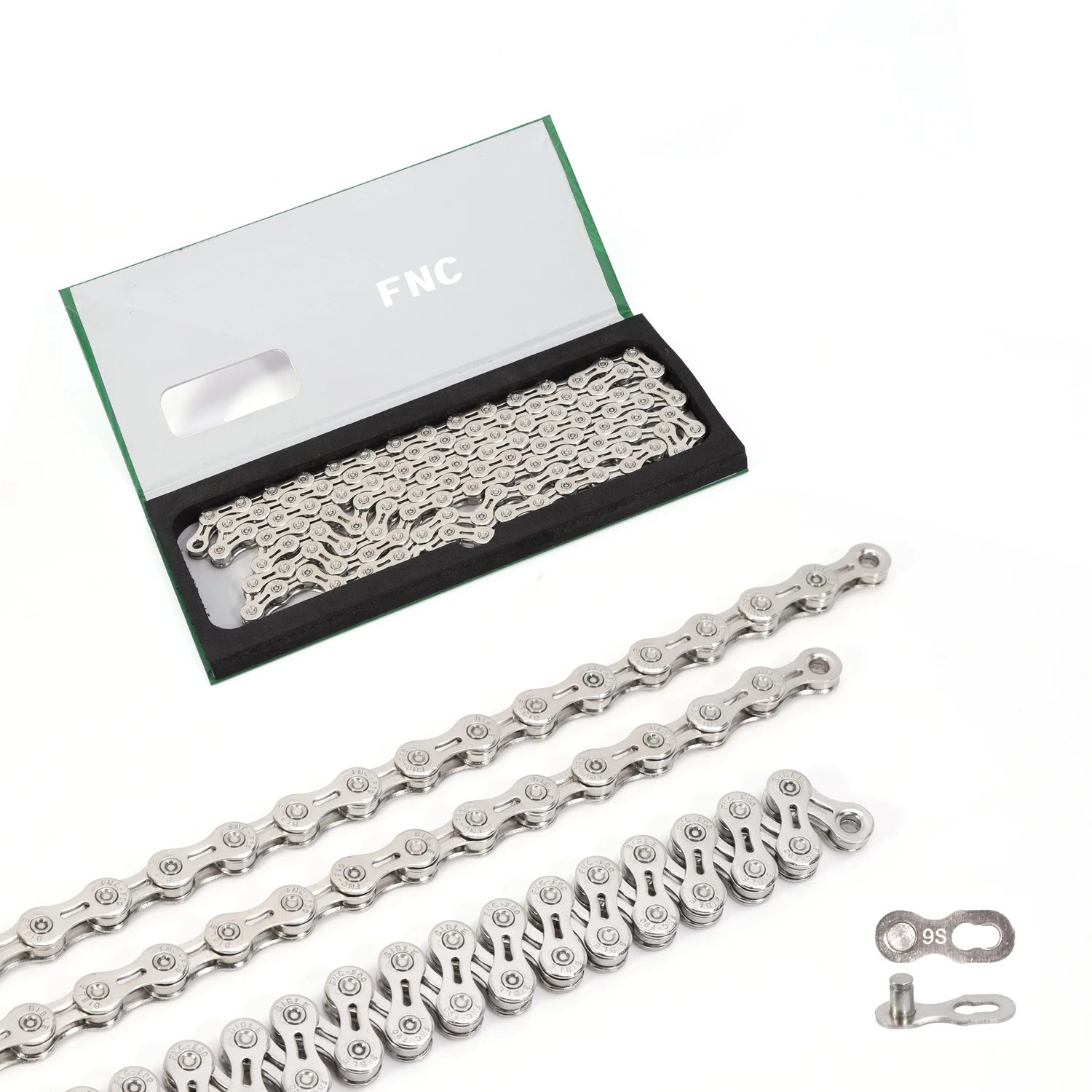 Высокое качество FNC 9 скорость серебро Антикоррозийная нержавеющая сталь полые шоссе горный велосипед цепь