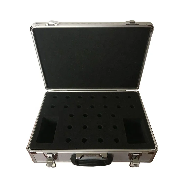 
Metal Corner Reinforced aluminum tool case with cut out foam insert 