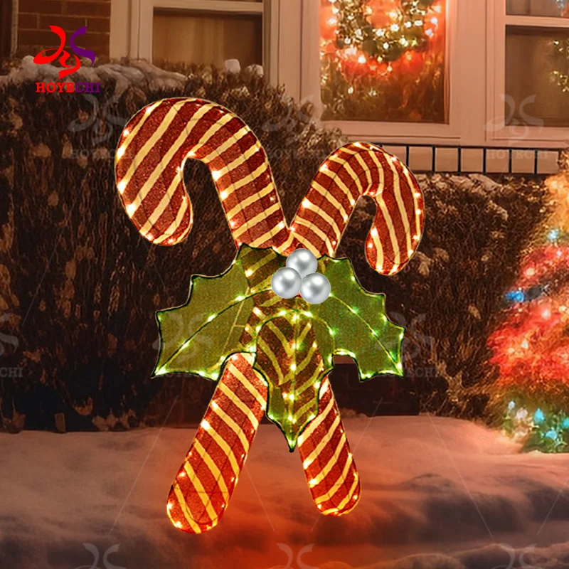 Custom Factory wholesale new 3D Christmas decoration candy cane shape Garden decoration