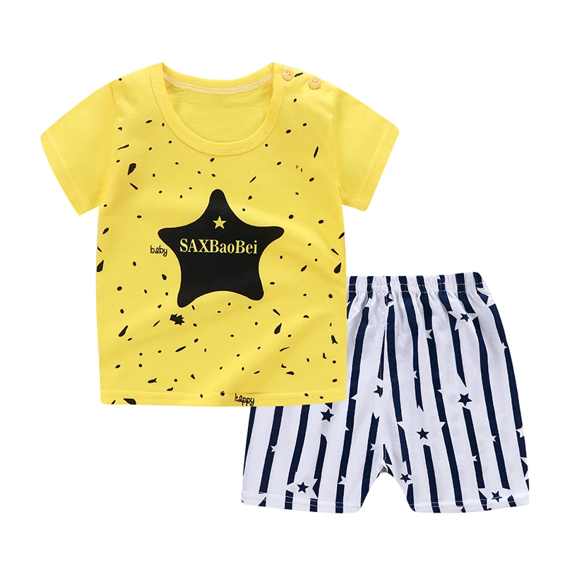 Factory price Summer children clothes set 100% cotton short sleeve  2pcs baby clothes set wholesale