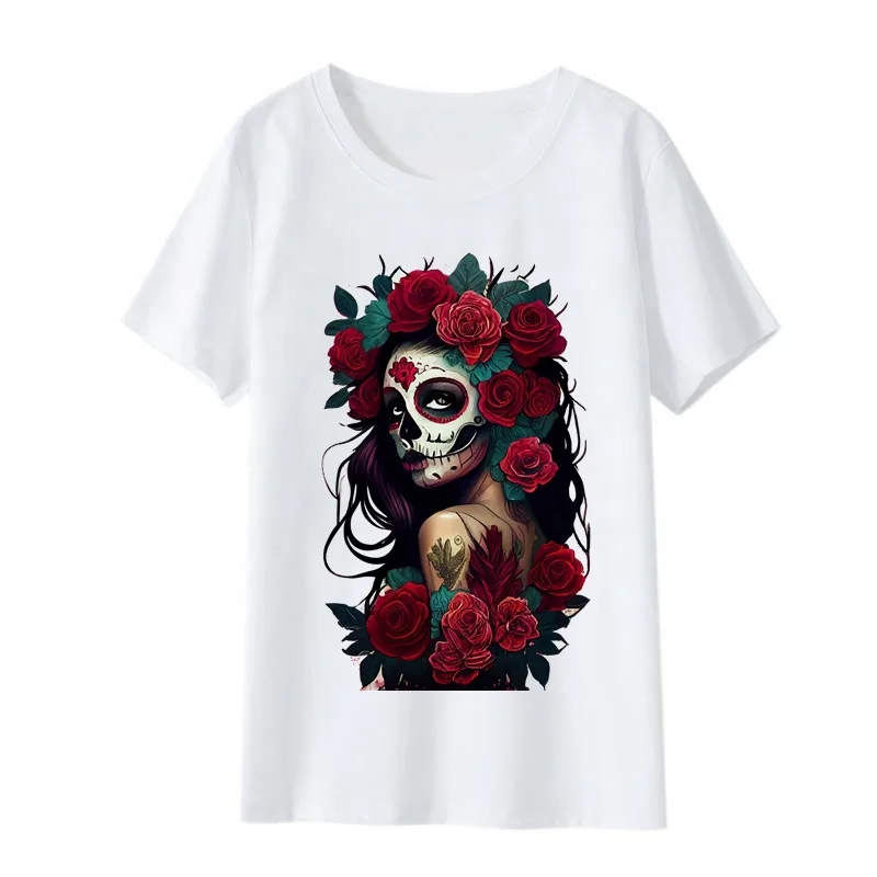 Custom DTF  T shirt Heat Transfer Mexico Skull Heat Transfer Labels Iron on Design Heat Press Mexican dtf Transfers