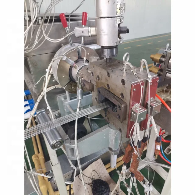 Flat cable extruder cross head for elevator cable submersible pump cables with inner heating