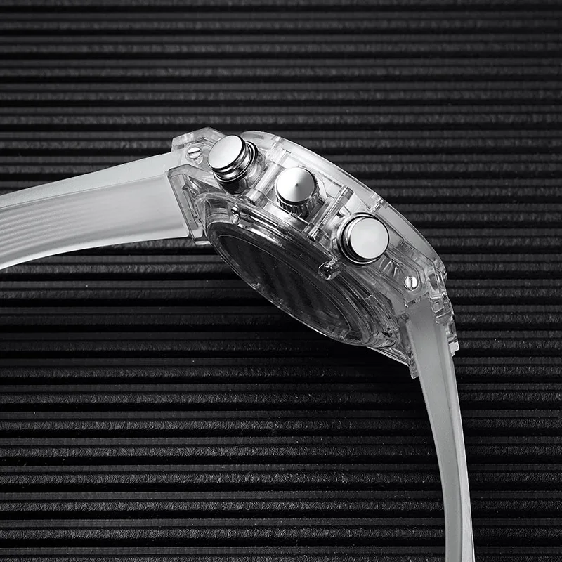 ONOLA 6812 Silicone Sports Transparent Skeleton Creative Men Quartz Wristwatches Chronograph Watches Men Wrist