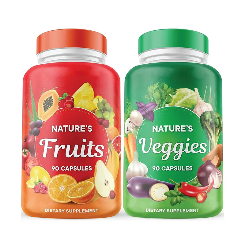 Готовый запас OEM private label Superfoods фрукты овощи капсулы с витаминами и минералами поддерживает уровень энергии 90 шт.
