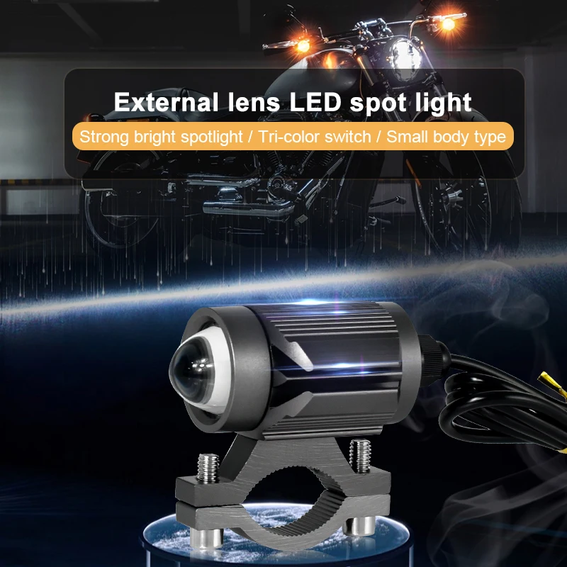 
Mini Driving Light Motorcycle Lighting Faro Luces Led para Moto Tri Color Lampu Sorot Cars Accessores Headlight for Motorcycle 