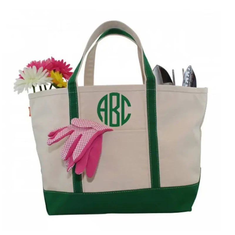 OEM Canvas Bag with Letter Contract Color Splicing Strap Bottom Large Size Portable Durable Customizable Canvas Bag for Shopping