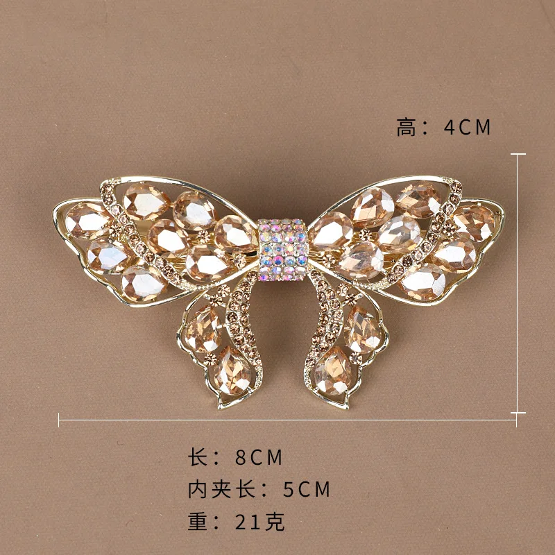 Elegant Half Tie Hairpin Spring Clip Hair Accessories Korean Exquisite Rhinestone Bowknot Hairpins Barrette for Lady Women