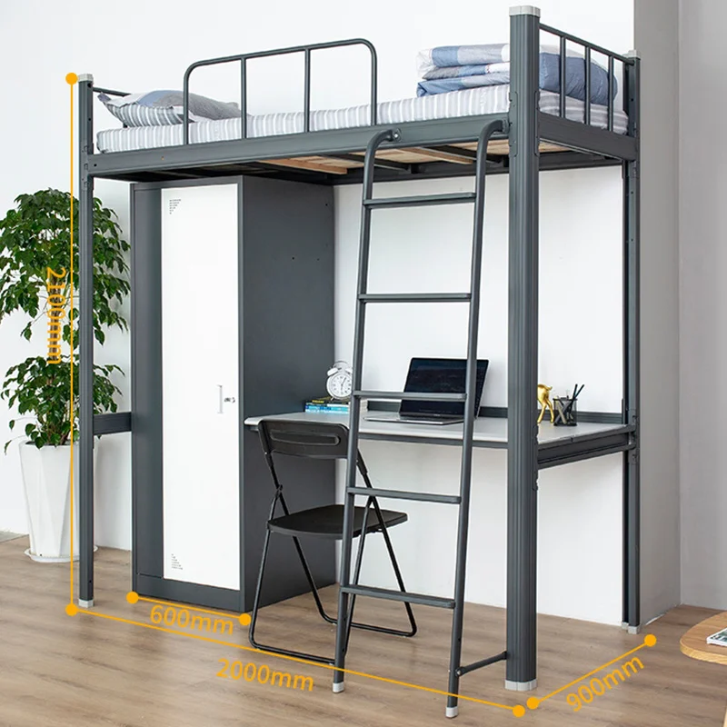Adults College steel bunk bed Student Apartment Steel Loft Wardrobe Cheap desk and locker boarding school beds