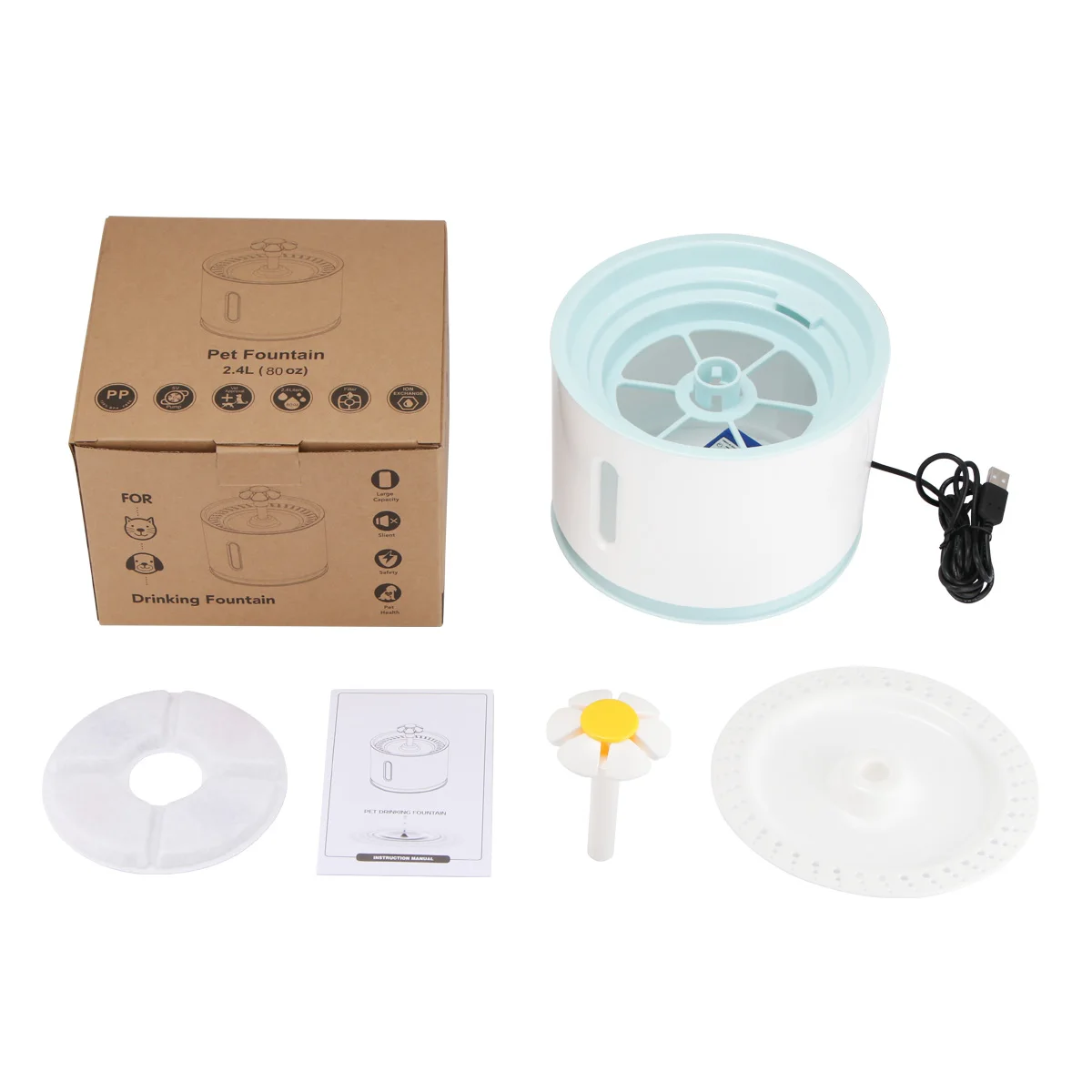 
Automatic Cat Water Fountain Pet Drinking Dog Water Dispenser Stainless Steel Pet Water Feeder with LED Light 