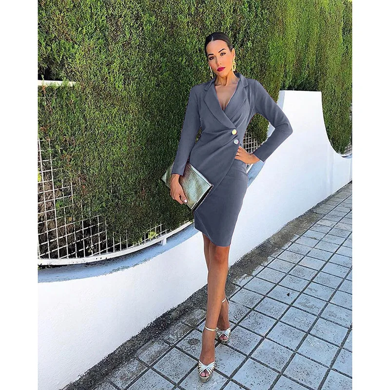 Ebay Wish Fashion Design Women Professional Dress Long Sleeve Slim Fit Office Dresses