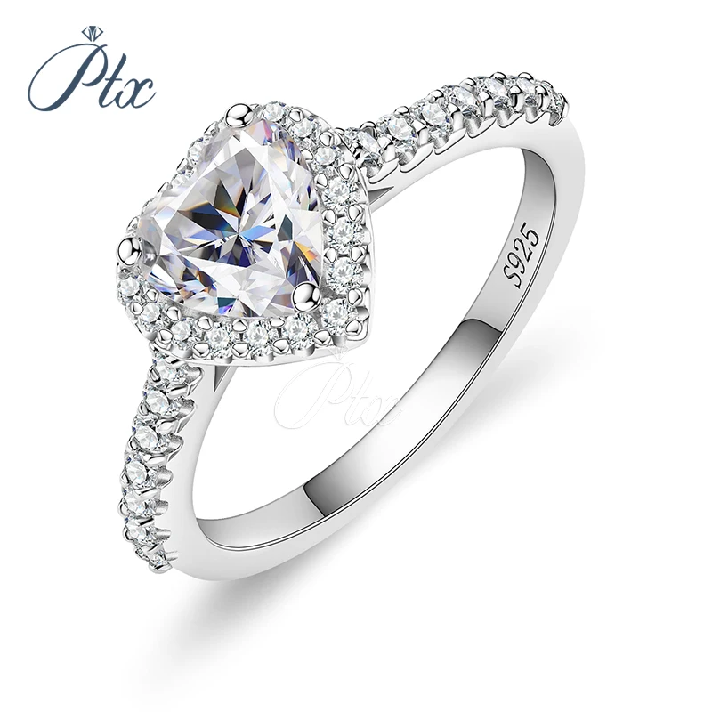 Heart shape halo design 1 carat 925 silver material VVS diamond women moissanite ring