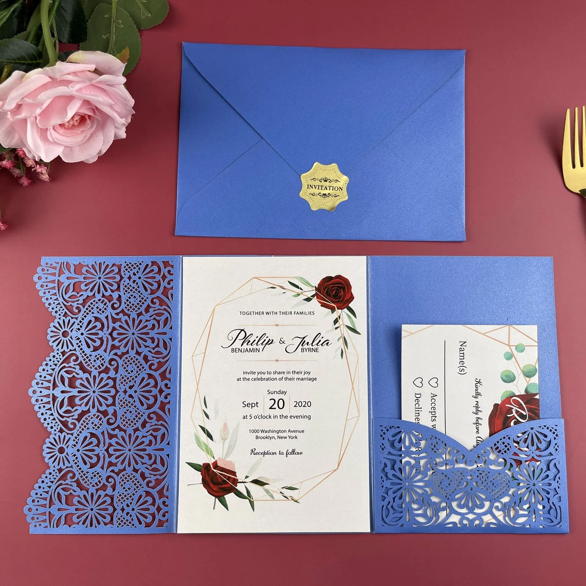 Wholesale Luxury Laser Cut Wedding Invitation Card Good Quality Mariage Hollow Flowers Wedding Cards Customized Wedding Card Inv