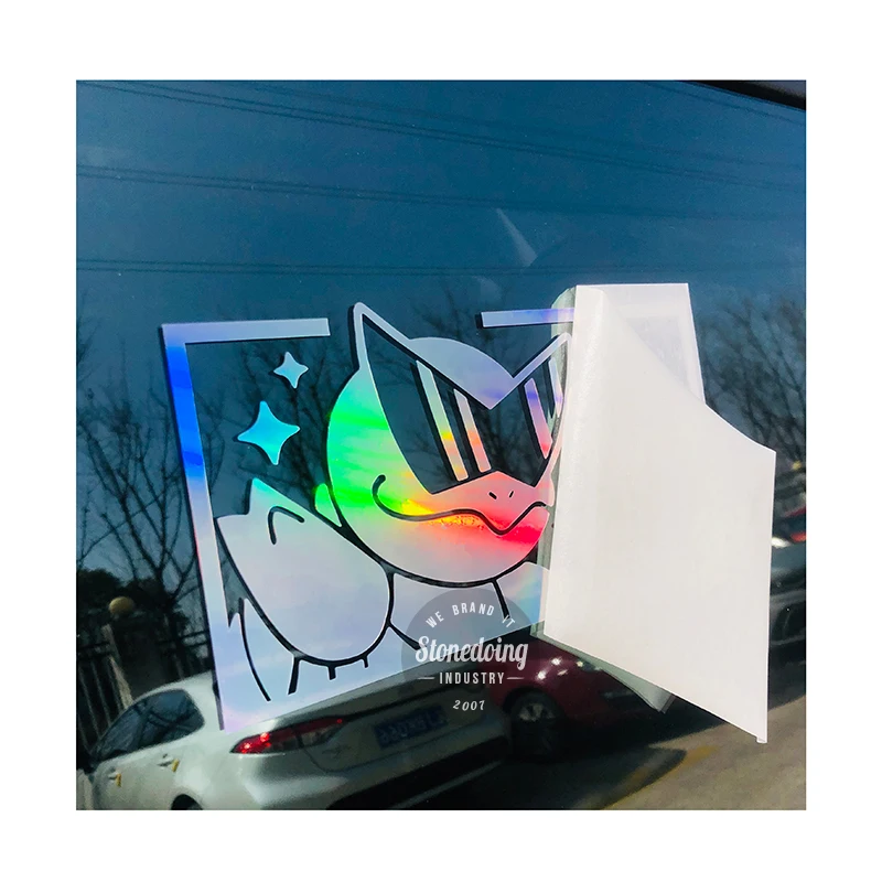 Custom Design Hologram Rainbow Effect Stickers UV Resist Vinyl Holographic Waterproof Die Cut Sticker Decal For Outdoor Use Car