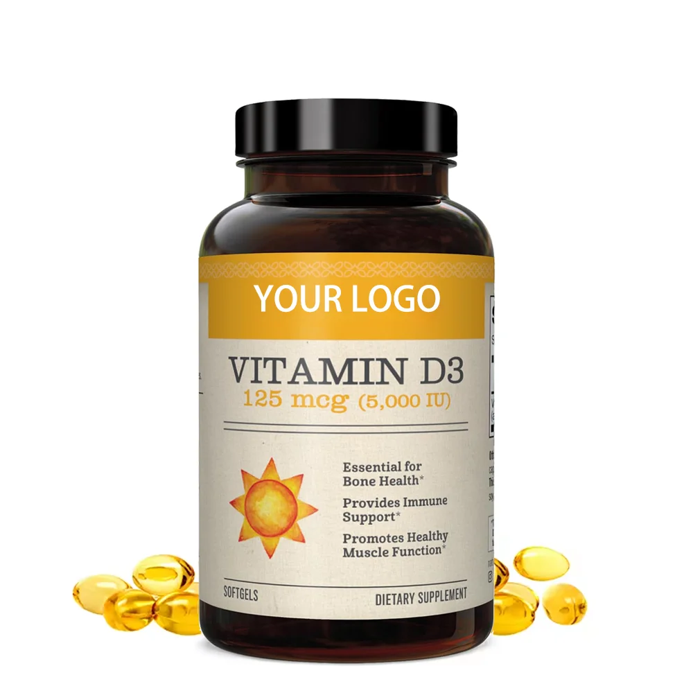 OEM High Quality 5000IU Vitamin D3 Softgel Capsule Bone Strength Supplement