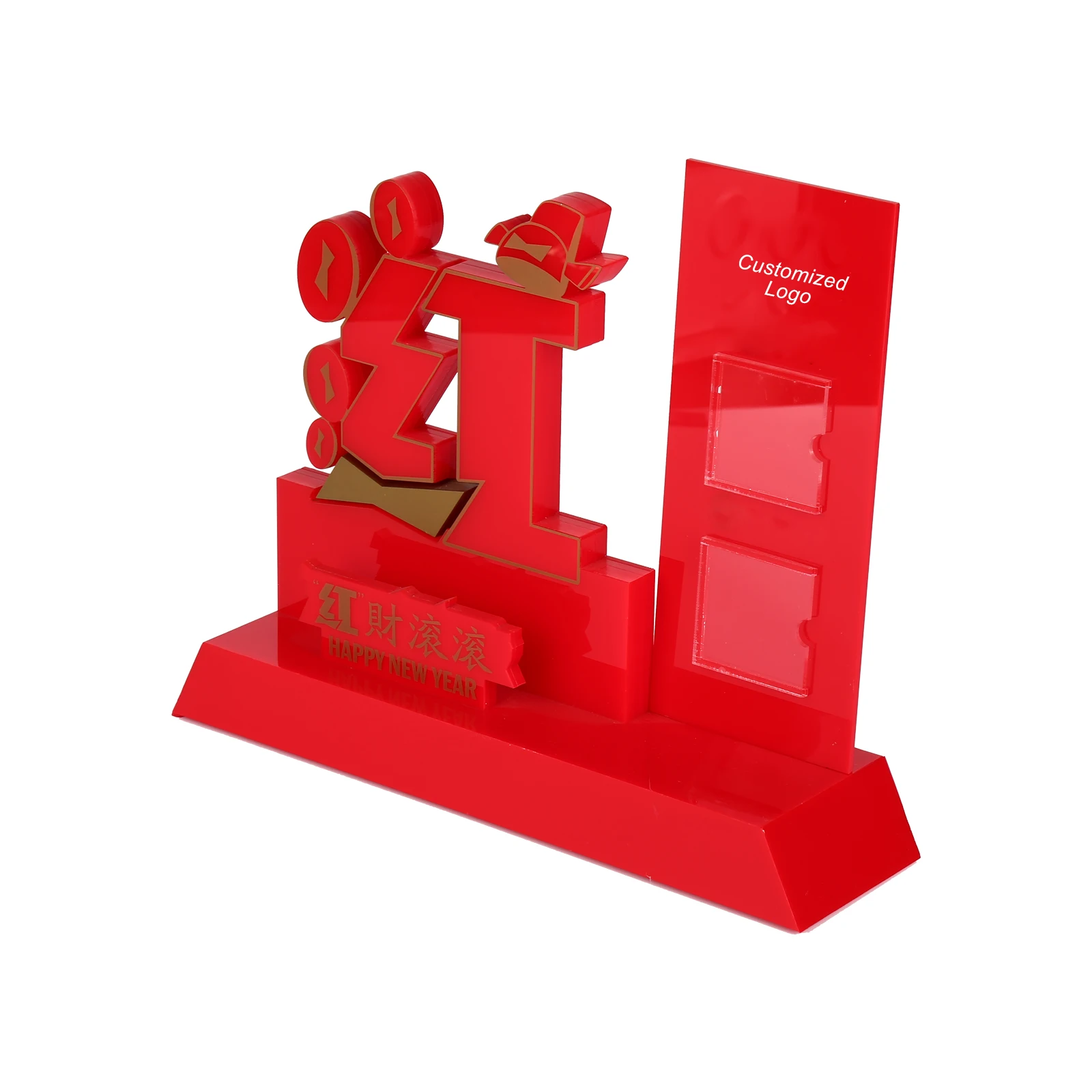 High-End Red Acrylic Business Card Holder Festive Desktop Organization Display Stand Factory Wholesale